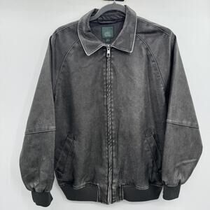 Wild Fable Target Faux Leather Bomber Jacket Sz S Black Distressed Oversized